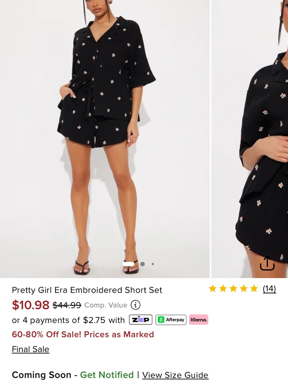 Fashion Nova Black Embroidered Short Set